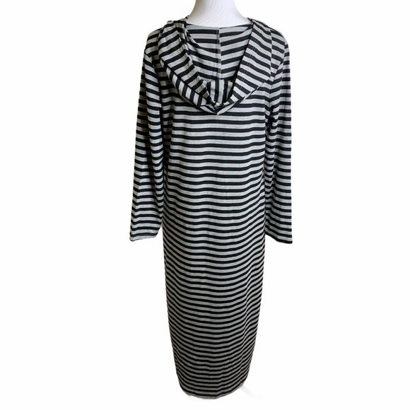 Zexxxy Striped Hooded  Zip Up Terry Maxi Dress - Picture 9 of 12
